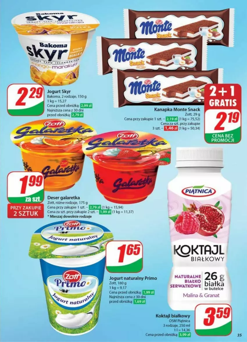 Gazetka promocyjna Dino - ważna 22.01 do 28.01.2025 - strona 29 - produkty: Bakoma, Deser, Fa, Gala, Galaretka, Gra, Granat, Jogurt, Jogurt naturalny, Monte, Piątnica, Ser, Zott