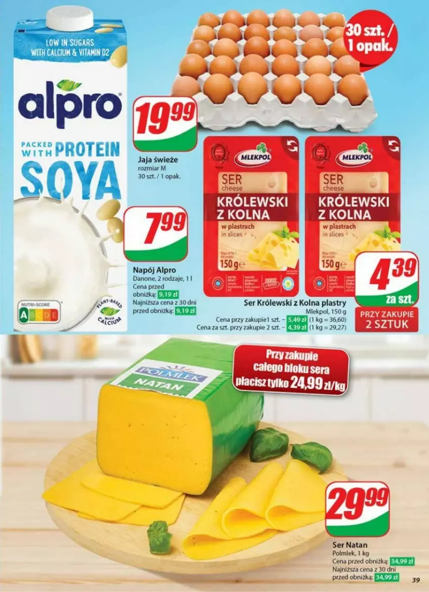 Gazetka promocyjna Dino - ważna 22.01 do 28.01.2025 - strona 33 - produkty: Alpro, Danone, Fa, Jaja, Królewski, Napój, Polmiek, Ser