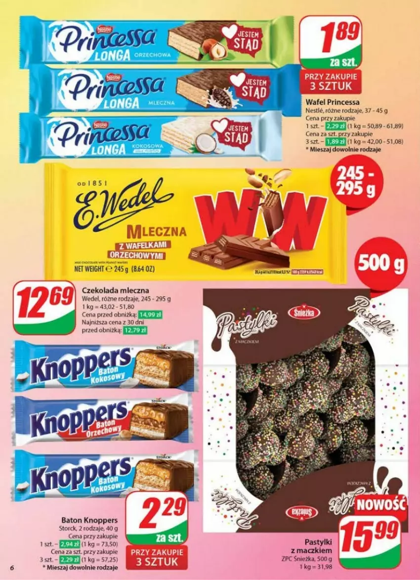 Gazetka promocyjna Dino - ważna 22.01 do 28.01.2025 - strona 56 - produkty: Baton, Czekolada, Czekolada mleczna, Knoppers, Pastylki, Princessa