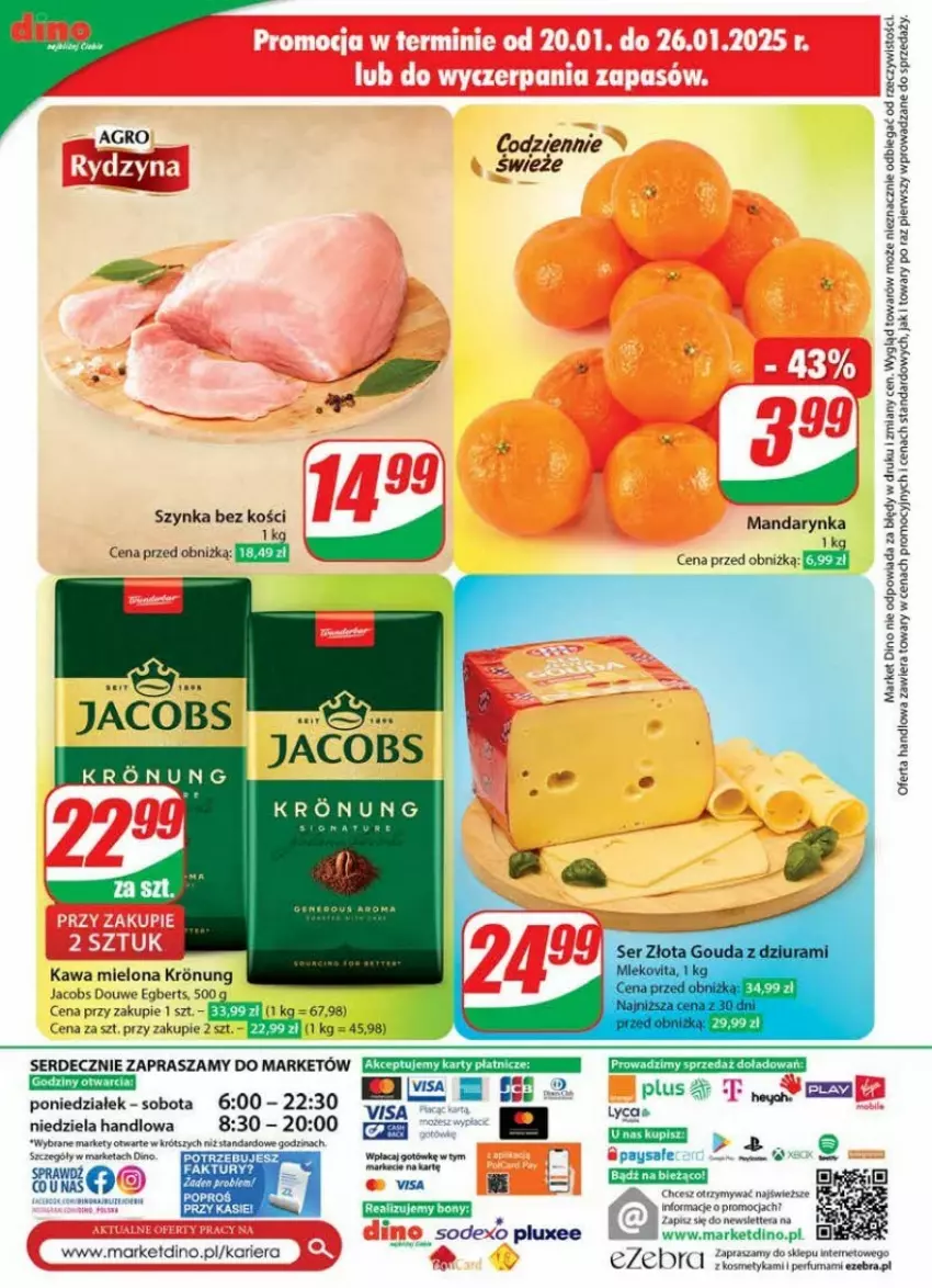 Gazetka promocyjna Dino - ważna 22.01 do 28.01.2025 - strona 62 - produkty: Fa, Jacobs, Kawa, Kawa mielona, Ser, Szynka