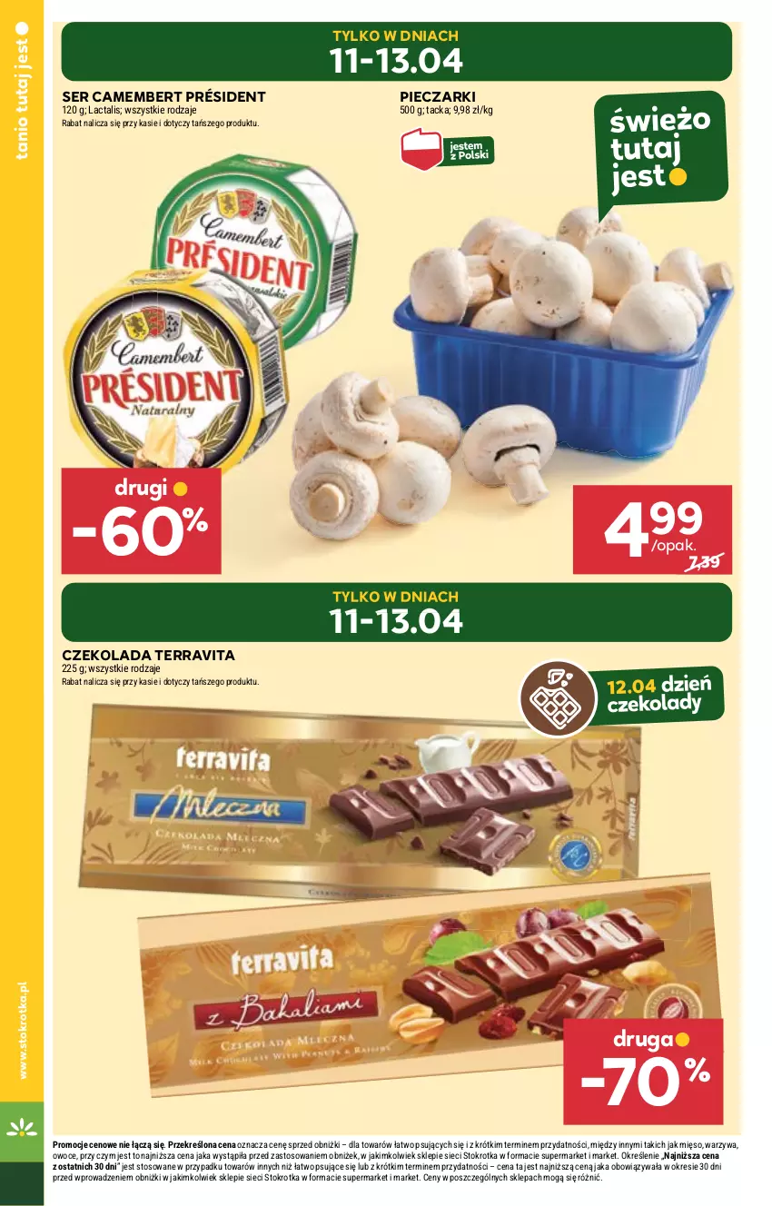 Gazetka promocyjna Stokrotka - Market - ważna 11.04 do 17.04.2024 - strona 2 - produkty: Camembert, Czekolada, Mięso, Owoce, Piec, Président, Ser, Warzywa