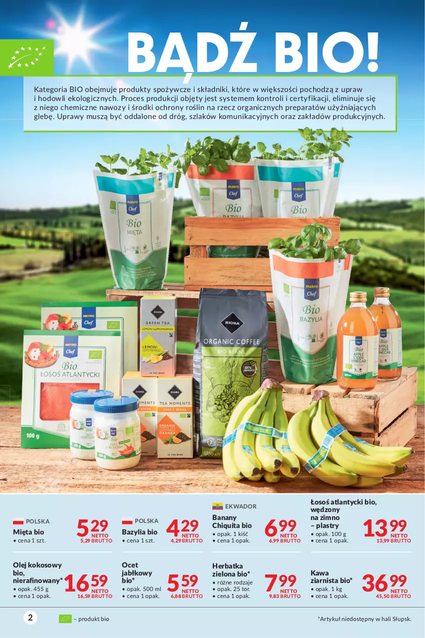 Gazetka promocyjna Makro - [Oferta promocyjna] Artykuły spożywcze i przemysłowe - ważna 08.03 do 21.03.2022 - strona 2 - produkty: Banany, Bazyl, Bazylia, Kawa, Kawa ziarnista, Kokos, Mięta, Mus, Ocet, Olej, Olej kokosowy