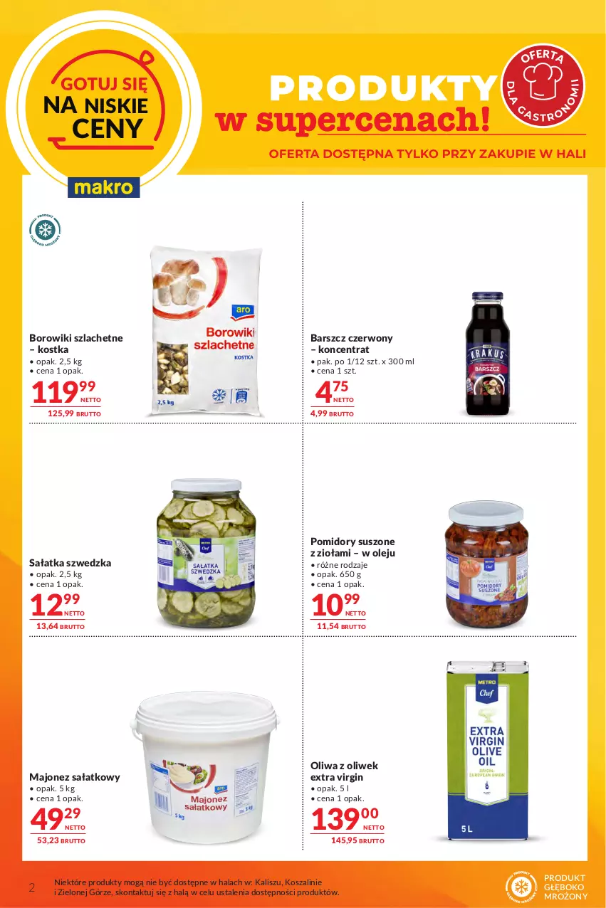 Gazetka promocyjna Makro - Oferta dla Gastronomii - ważna 13.10 do 26.10.2026 - strona 2 - produkty: Borowiki, Borowiki szlachetne, Gin, Kosz, Majonez, Majonez sałatkowy, Olej, Oliwa, Oliwa z oliwek, Pomidory, Sałat, Sałatka, Szal