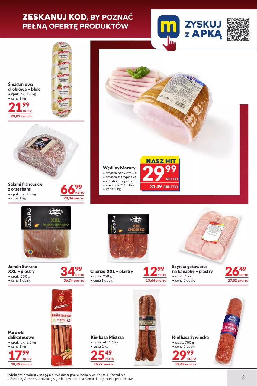 Gazetka promocyjna Makro - Oferta dla Gastronomii - ważna 13.10 do 26.10.2026 - strona 3 - produkty: Danio, Jamón serrano, Kiełbasa, Kosz, Parówki, Salami, Ser, Szal, Szynka