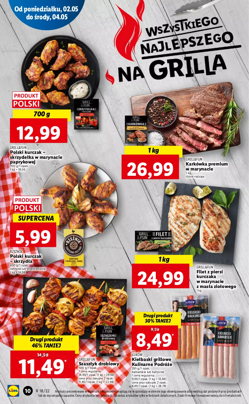 Gazetka promocyjna Lidl - GAZETKA - ważna 02.05 do 05.05.2022 - strona 10 - produkty: Filet z piersi kurczaka, Grill, Kurczak