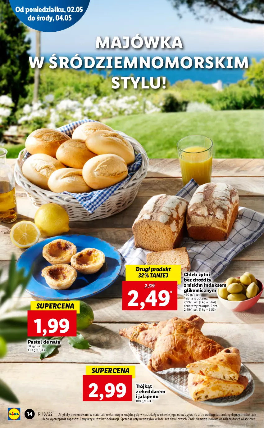 Gazetka promocyjna Lidl - GAZETKA - ważna 02.05 do 05.05.2022 - strona 14 - produkty: Cheddar, Chleb