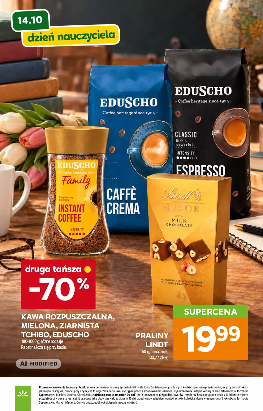 Gazetka promocyjna Stokrotka - Market - ważna 08.10 do 14.10.2026 - strona 6 - produkty: Kawa, Kawa rozpuszczalna, Lindt, Mięso, Optima, Owoce, Praliny, Tchibo, Warzywa