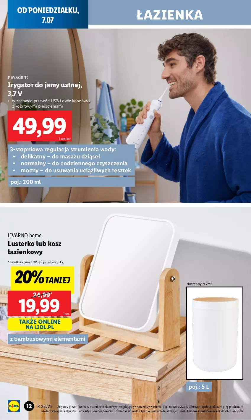 Gazetka promocyjna Lidl - GAZETKA - ważna 07.07 do 12.07.2025 - strona 12 - produkty: Irygator, Ivar, Kosz, Kosz łazienkowy, Przewód, Rum, Top