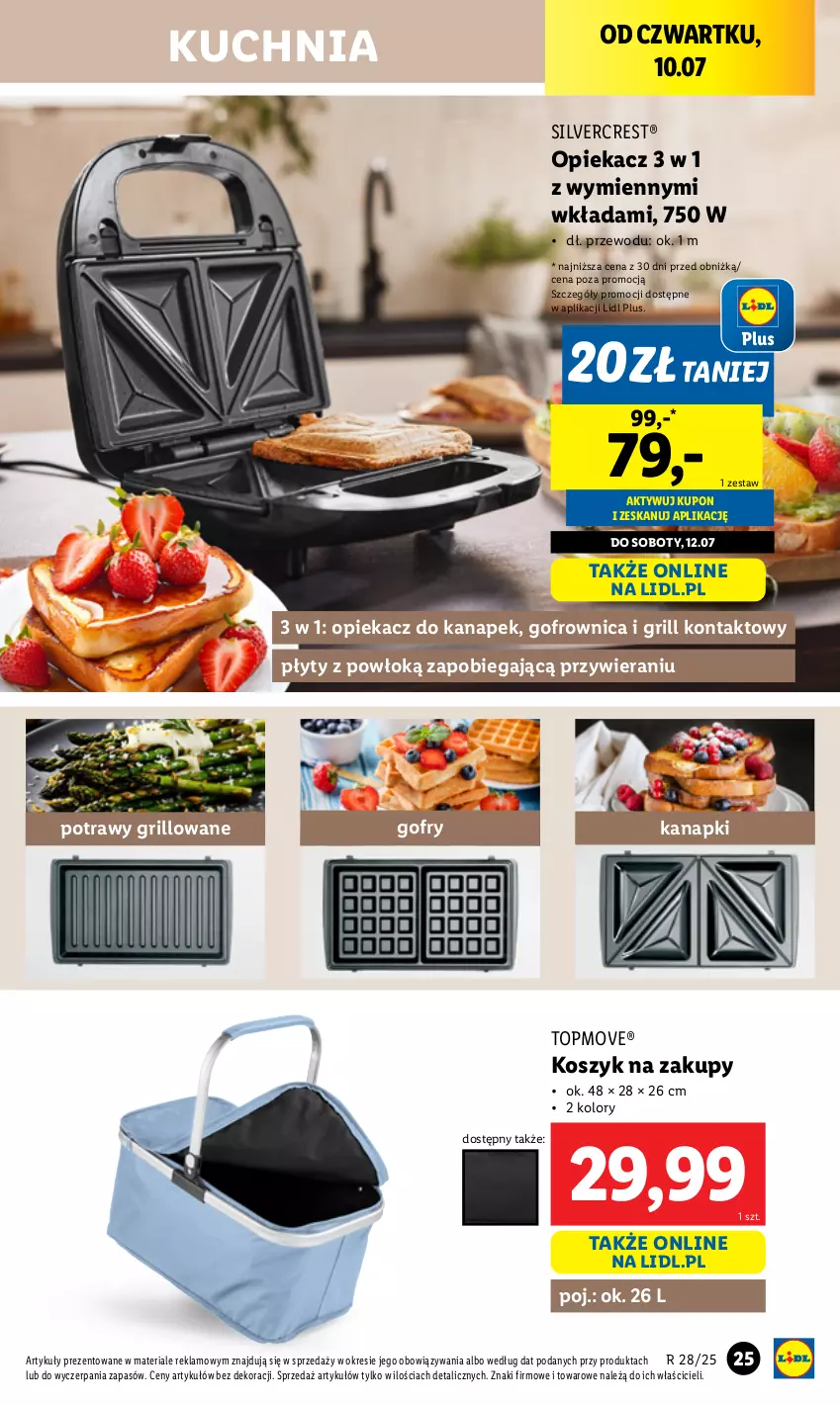 Gazetka promocyjna Lidl - GAZETKA - ważna 07.07 do 12.07.2025 - strona 27 - produkty: Gofrownica, Gofry, Grill, Grill kontaktowy, Kosz, Kuchnia, Opiekacz do kanapek, Silvercrest, Top