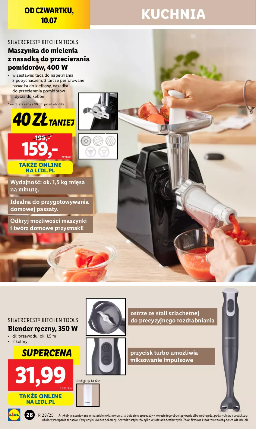 Gazetka promocyjna Lidl - GAZETKA - ważna 07.07 do 12.07.2025 - strona 30 - produkty: Blender, Blender ręczny, Kuchnia, Maszynka, Maszynka do mielenia, Przysmaki, Silvercrest, Szynka, Taca