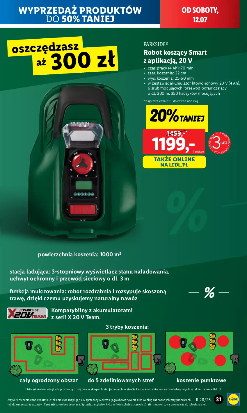 Gazetka promocyjna Lidl - GAZETKA - ważna 07.07 do 12.07.2025 - strona 33 - produkty: Akumulator, Gra, Haczyk, Kosz, Nawóz, Parkside, Przewód, Robot, Ser, Top
