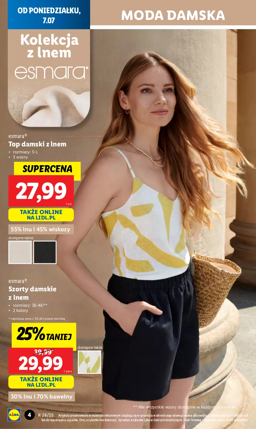 Gazetka promocyjna Lidl - GAZETKA - ważna 07.07 do 12.07.2025 - strona 4 - produkty: Moda, Szorty, Top