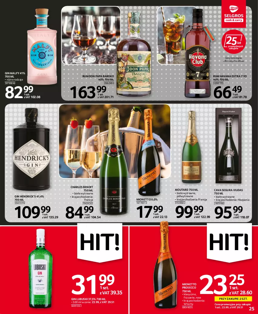 Gazetka promocyjna Selgros - Oferta spożywcza - ważna 20.10 do 02.11.2022 - strona 25 - produkty: Gin, Mionetto, Prosecco, Rum