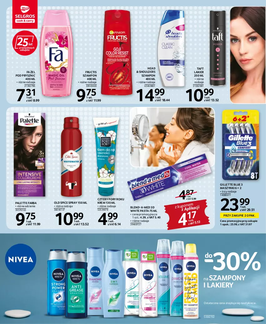 Gazetka promocyjna Selgros - Oferta spożywcza - ważna 20.10 do 02.11.2022 - strona 30 - produkty: Blend-a-Med, Fa, Fructis, Gillette, Lakier, Old Spice, Palette, Por, Szampon, Taft