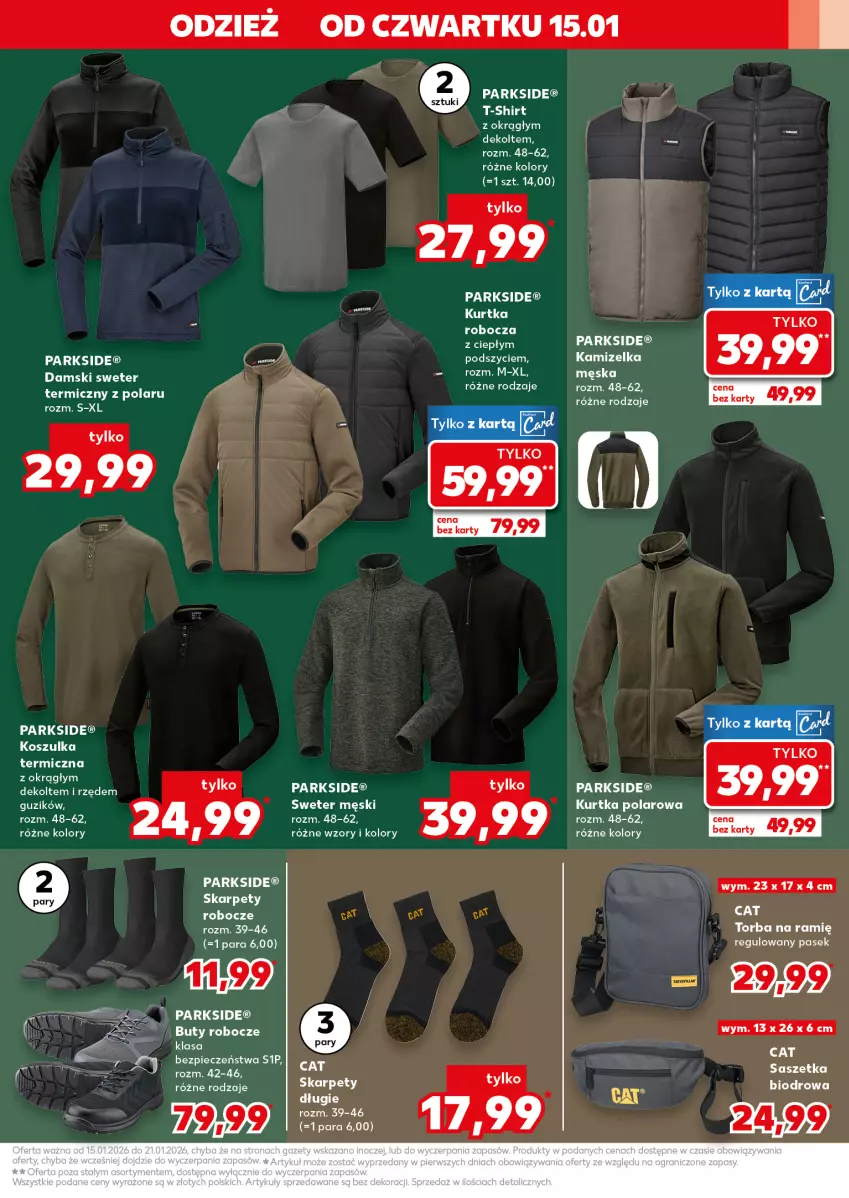 Gazetka promocyjna Kaufland - Kaufland - ważna 15.01 do 21.01.2026 - strona 5 - produkty: Buty, Buty robocze, Karp, Kosz, Koszulka, Kurtka, Parkside, Pasek, Piec, STP, Sweter, Torba