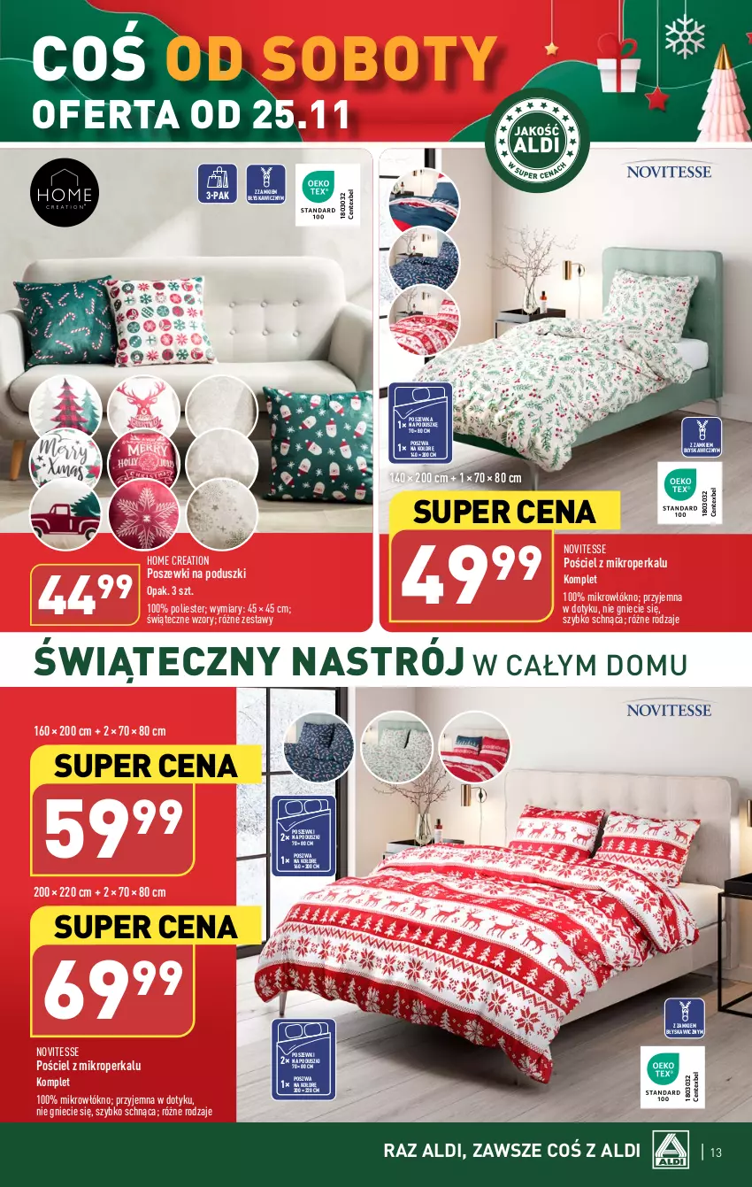 Gazetka promocyjna Aldi - Artykuły przemysłowe i tekstylia - ważna 22.11 do 25.11.2023 - strona 13 - produkty: Pościel, Poszewka