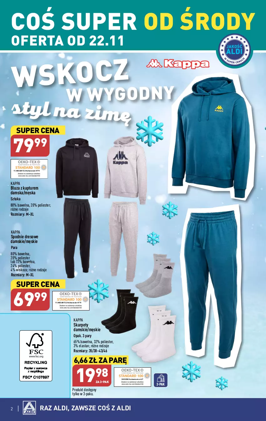 Gazetka promocyjna Aldi - Artykuły przemysłowe i tekstylia - ważna 22.11 do 25.11.2023 - strona 2 - produkty: Bluza, Bluza z kapturem, Dres, Karp, Spodnie, Spodnie dresowe, Wełna