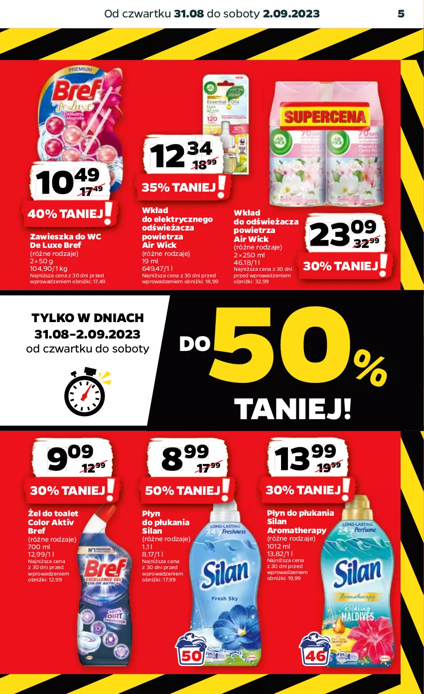 Gazetka promocyjna Netto - Artykuły spożywcze - ważna 31.08 do 06.09.2023 - strona 5 - produkty: Air Wick, Bref, Płyn do płukania, Silan, Zawieszka do wc