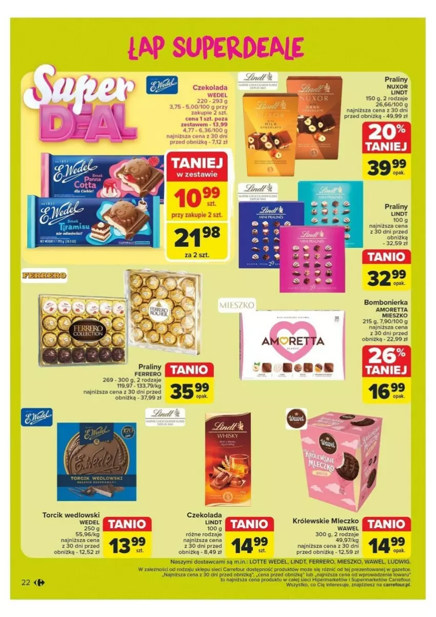 Gazetka promocyjna Carrefour - ważna 21.10 do 26.10.2024 - strona 15 - produkty: Czekolada, Ferrero, Lindt, Praliny, Wawel