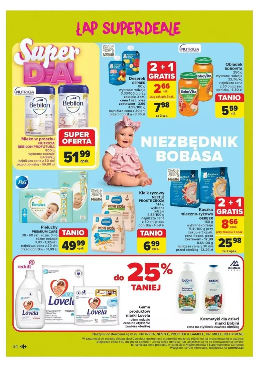 Gazetka promocyjna Carrefour - ważna 21.10 do 26.10.2024 - strona 28 - produkty: BEBILON, Dzieci, Gerber, Gra, Kosmetyki dla dzieci, Lovela, Mleko, Mleko w proszku, Pieluchy, Ryż