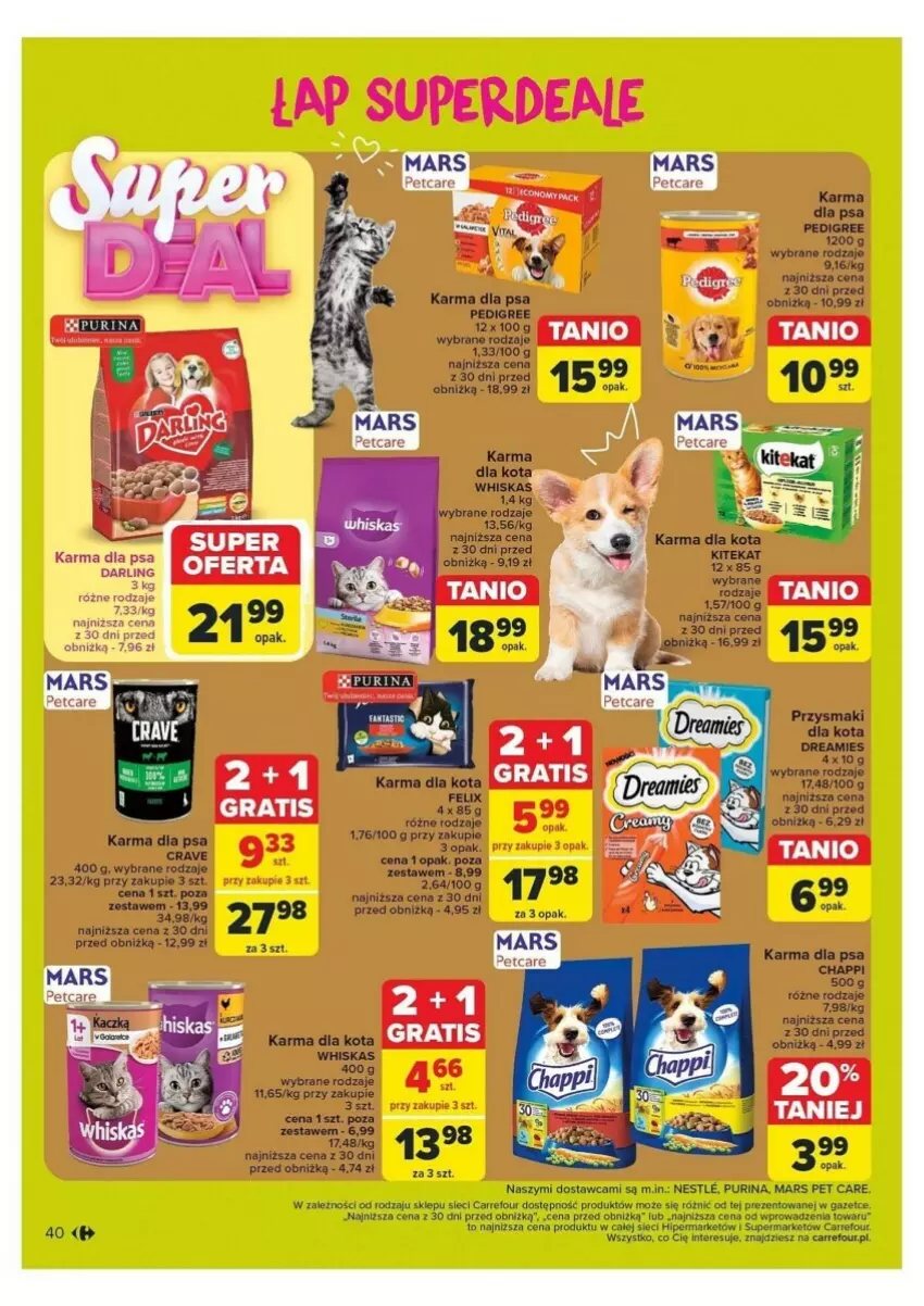 Gazetka promocyjna Carrefour - ważna 21.10 do 26.10.2024 - strona 35 - produkty: Chappi, Felix, Gra, KiteKat, Mars, Pedigree, Przysmaki, Pur, Purina, Whiskas