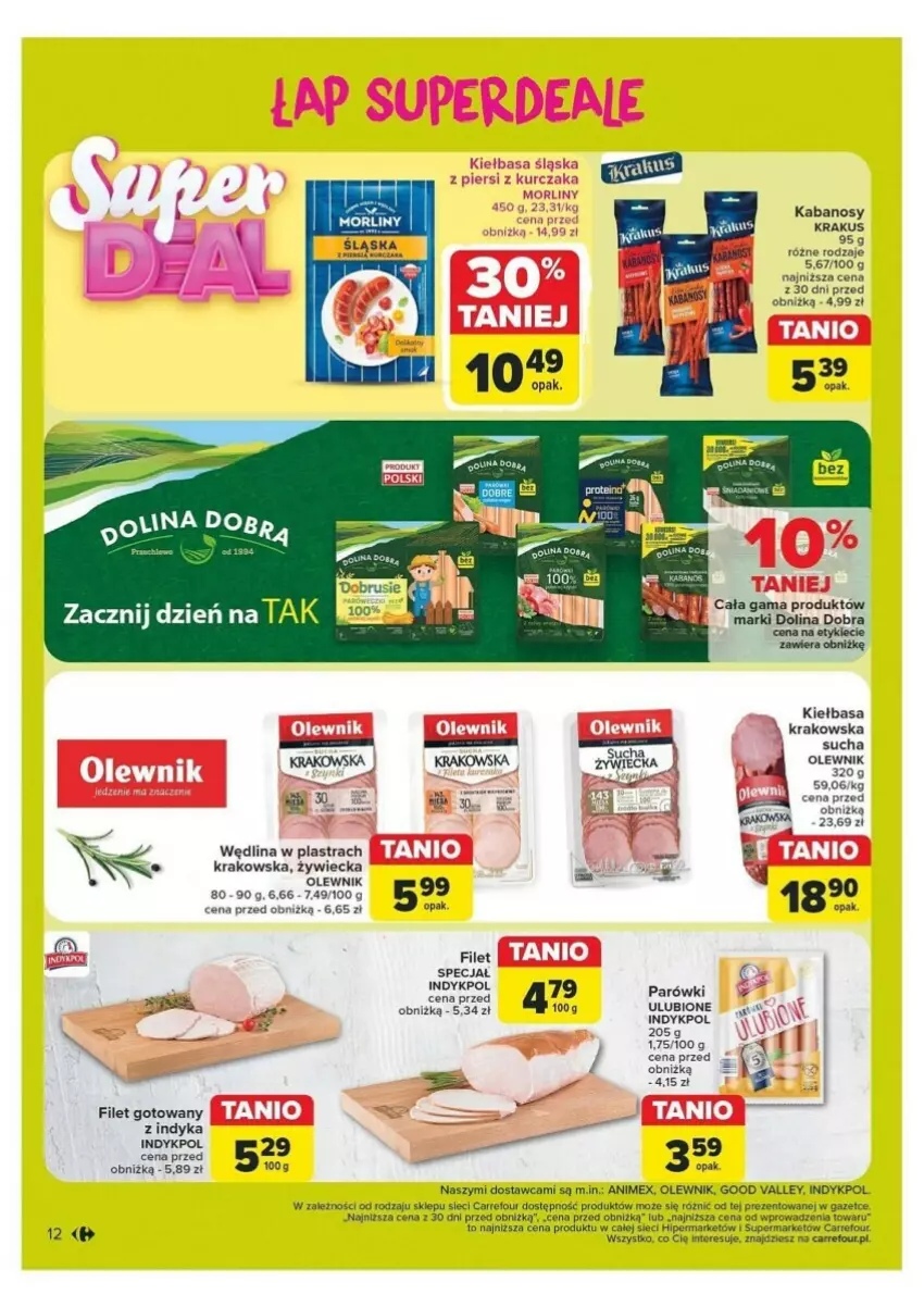 Gazetka promocyjna Carrefour - ważna 21.10 do 26.10.2024 - strona 4 - produkty: Kabanos, Kiełbasa, Krakus, Obrus, Olewnik, Panda, Parówki, Wędlina