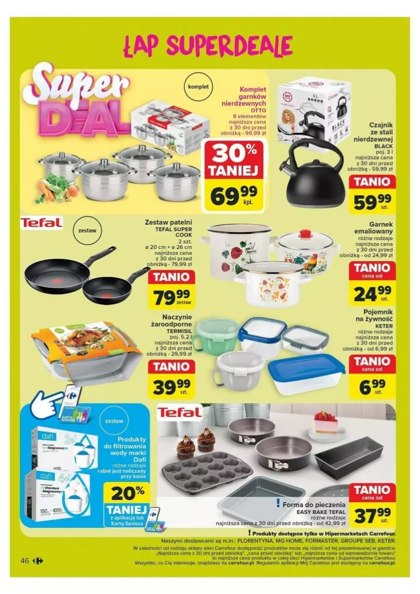 Gazetka promocyjna Carrefour - ważna 21.10 do 26.10.2024 - strona 41 - produkty: Czajnik, Fa, Forma do pieczenia, Garnek, Lack, Piec, Pojemnik, Por, Tefal