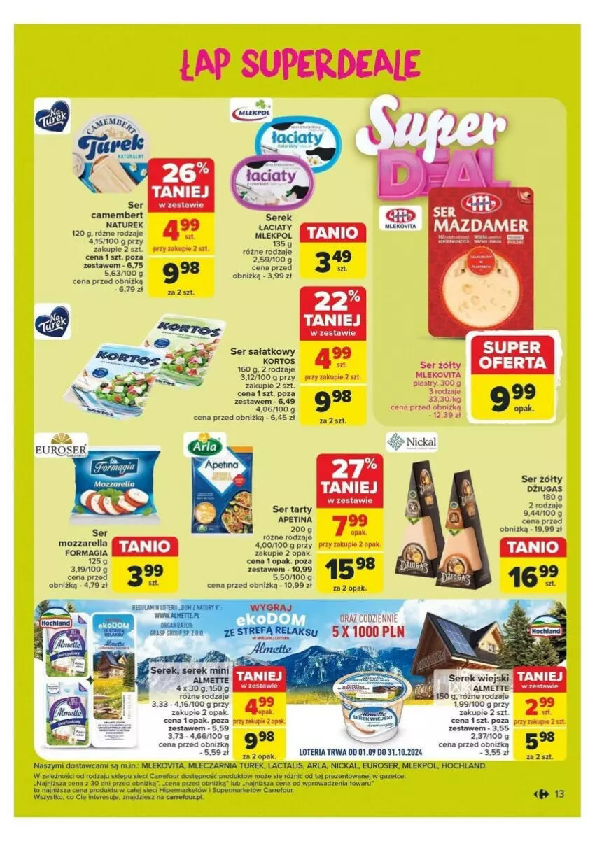 Gazetka promocyjna Carrefour - ważna 21.10 do 26.10.2024 - strona 5 - produkty: Almette, Hochland, Mleko, Mlekovita, Mozzarella, NaTurek, Sałat, Ser, Serek, Serek wiejski