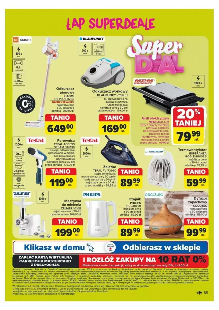 Gazetka promocyjna Carrefour - ważna 21.10 do 26.10.2024 - strona 51 - produkty: Czajnik, Fa, Gra, Kosz, Maszynka, NBA, Odkurzacz, Parownica, Philips, Pojemnik, Rum, Rura, Sok, Szynka, Tefal, Teleskop, Termos, Termowentylator, Top, Tran, Zelmer