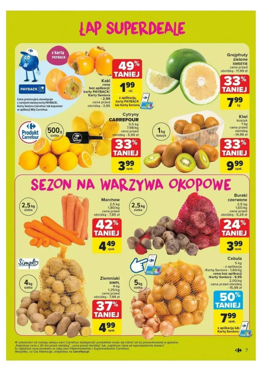 Gazetka promocyjna Carrefour - ważna 21.10 do 26.10.2024 - strona 57 - produkty: Buraki, Cebula, Kaki, Kiwi, Kosz, Szal, Warzywa, Ziemniaki