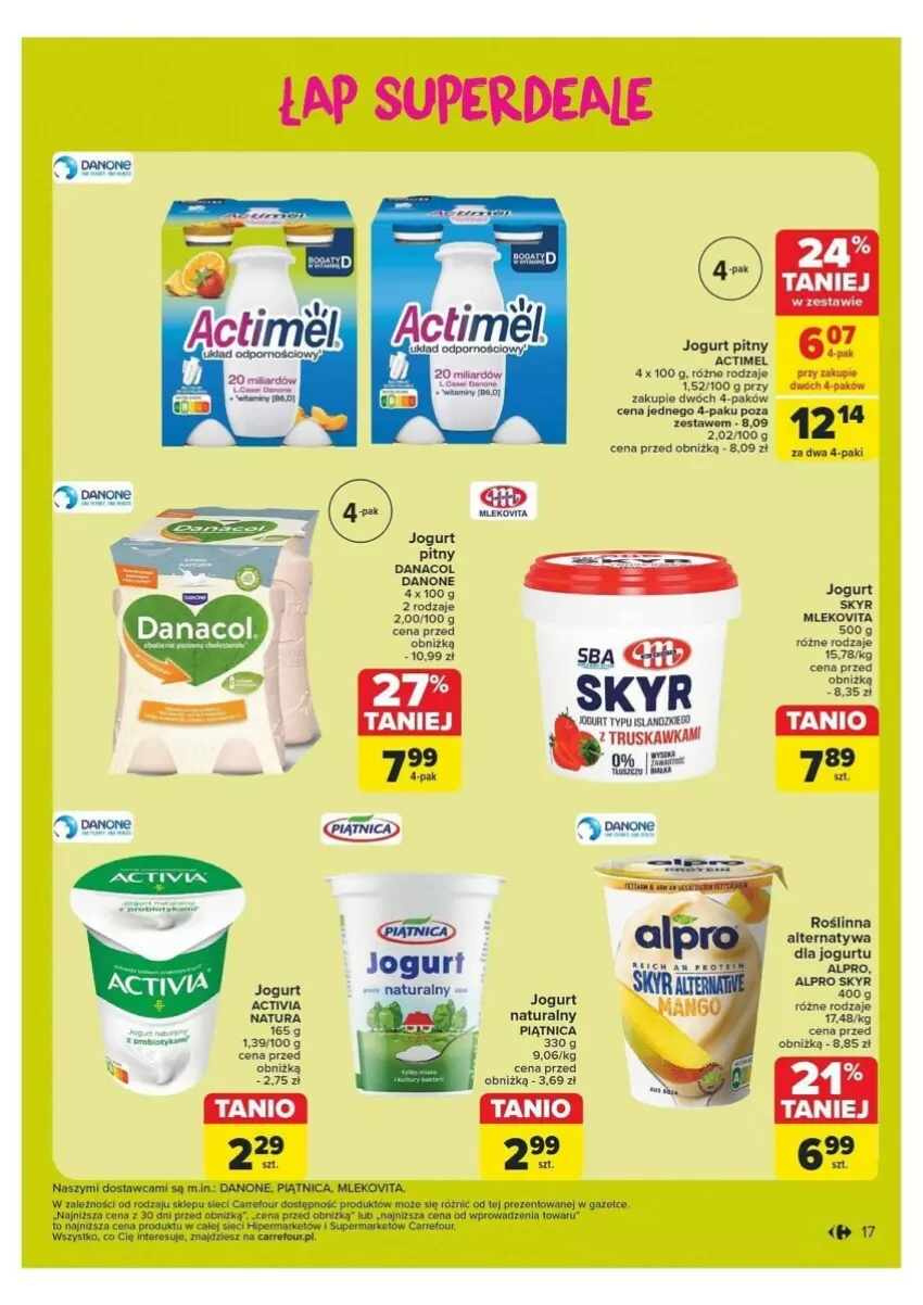 Gazetka promocyjna Carrefour - ważna 21.10 do 26.10.2024 - strona 9 - produkty: Actimel, Activia, Alpro, Danone, Fa, Isla, Jogurt, Jogurt pitny, Mleko, Piątnica, Vita C