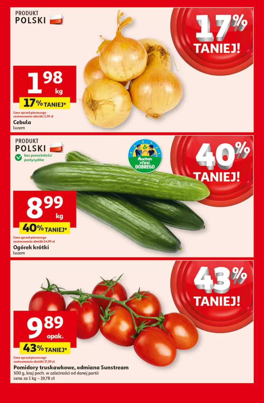 Gazetka promocyjna Auchan - Pewność Niskich Cen Moje - ważna 20.03 do 26.03.2025 - strona 3 - produkty: Cebula, Ogórek, Pomidory