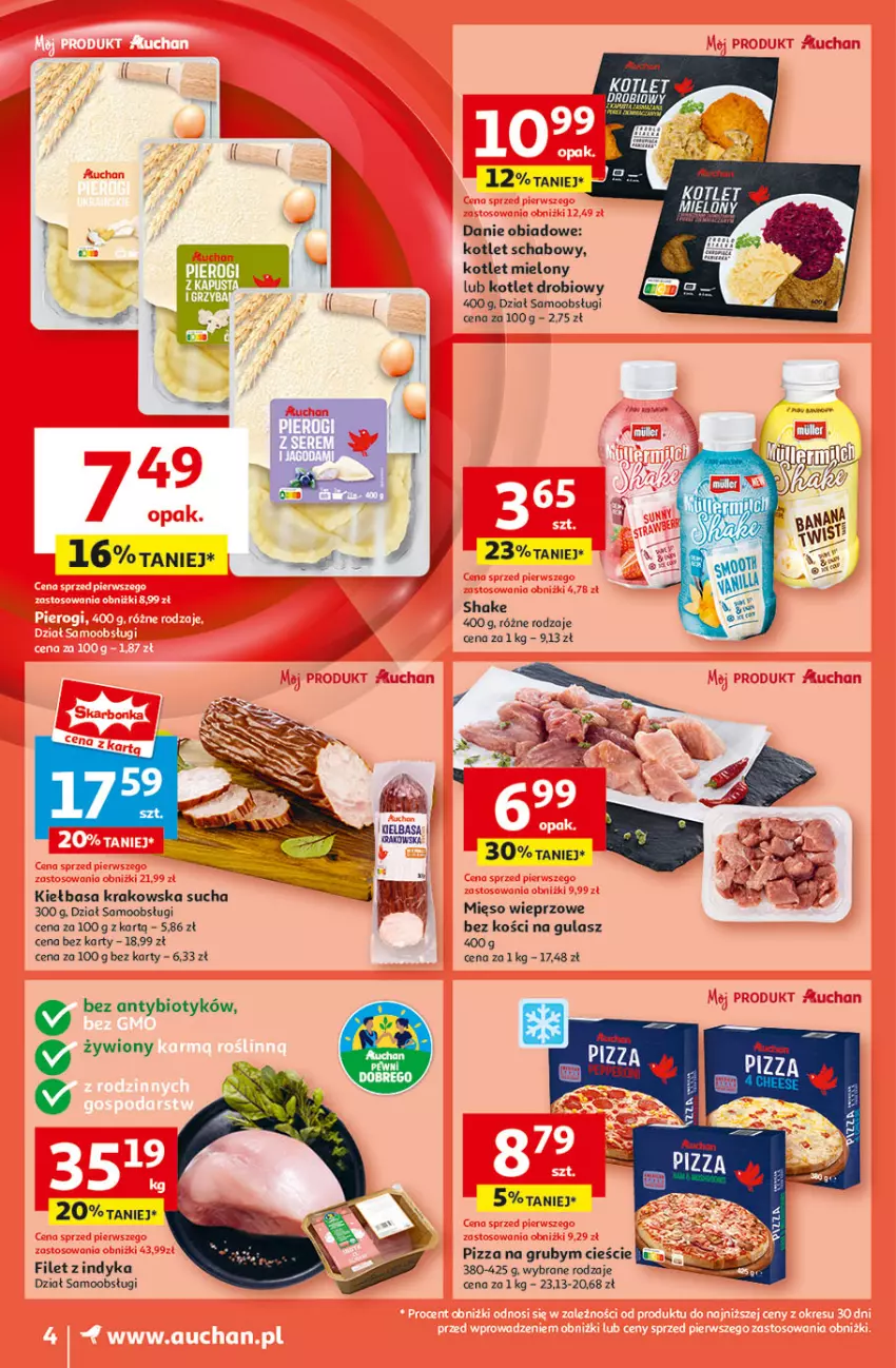 Gazetka promocyjna Auchan - Pewność Niskich Cen Moje - ważna 20.03 do 26.03.2025 - strona 6 - produkty: Fa, Kiełbasa, Kiełbasa krakowska, Kotlet, Mięso, Mięso wieprzowe, Pizza