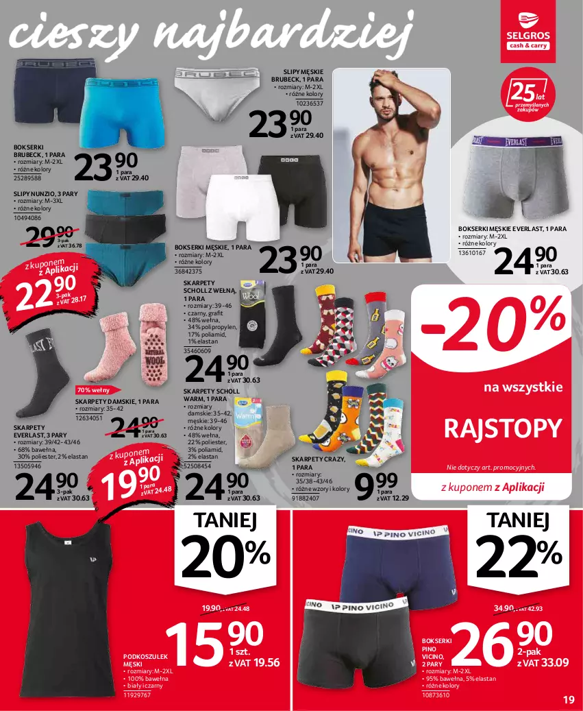 Gazetka promocyjna Selgros - Oferta przemysłowa - ważna 20.01 do 02.02.2022 - strona 19 - produkty: Bokserki, Gra, Karp, Kosz, Podkoszulek, Rajstopy, Scholl, Ser, Slipy, Top, Wełna