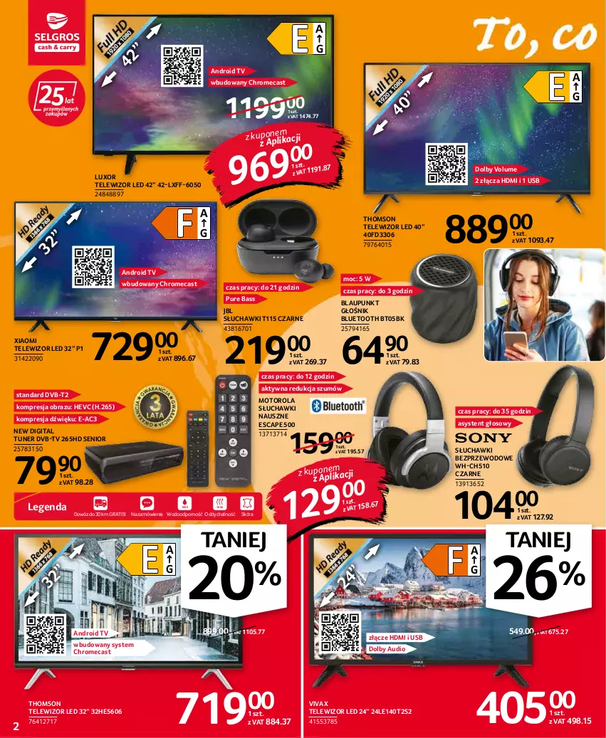 Gazetka promocyjna Selgros - Oferta przemysłowa - ważna 20.01 do 02.02.2022 - strona 2 - produkty: Android TV, Głośnik, Głośnik bluetooth, Gra, JBL, Motorola, Obraz, Por, Pur, Słuchawki, Słuchawki bezprzewodowe, Telewizor, Thomson