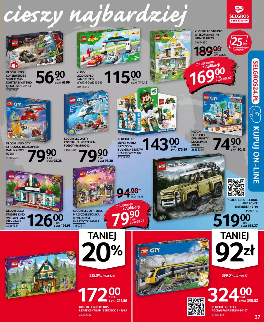 Gazetka promocyjna Selgros - Oferta przemysłowa - ważna 20.01 do 02.02.2022 - strona 27 - produkty: Helikopter, Klocki, Land Rover, LEGO, LEGO City, LEGO Duplo, LEGO Friends, LEGO Technic, Pociąg, Pociąg pasażerski, Rum