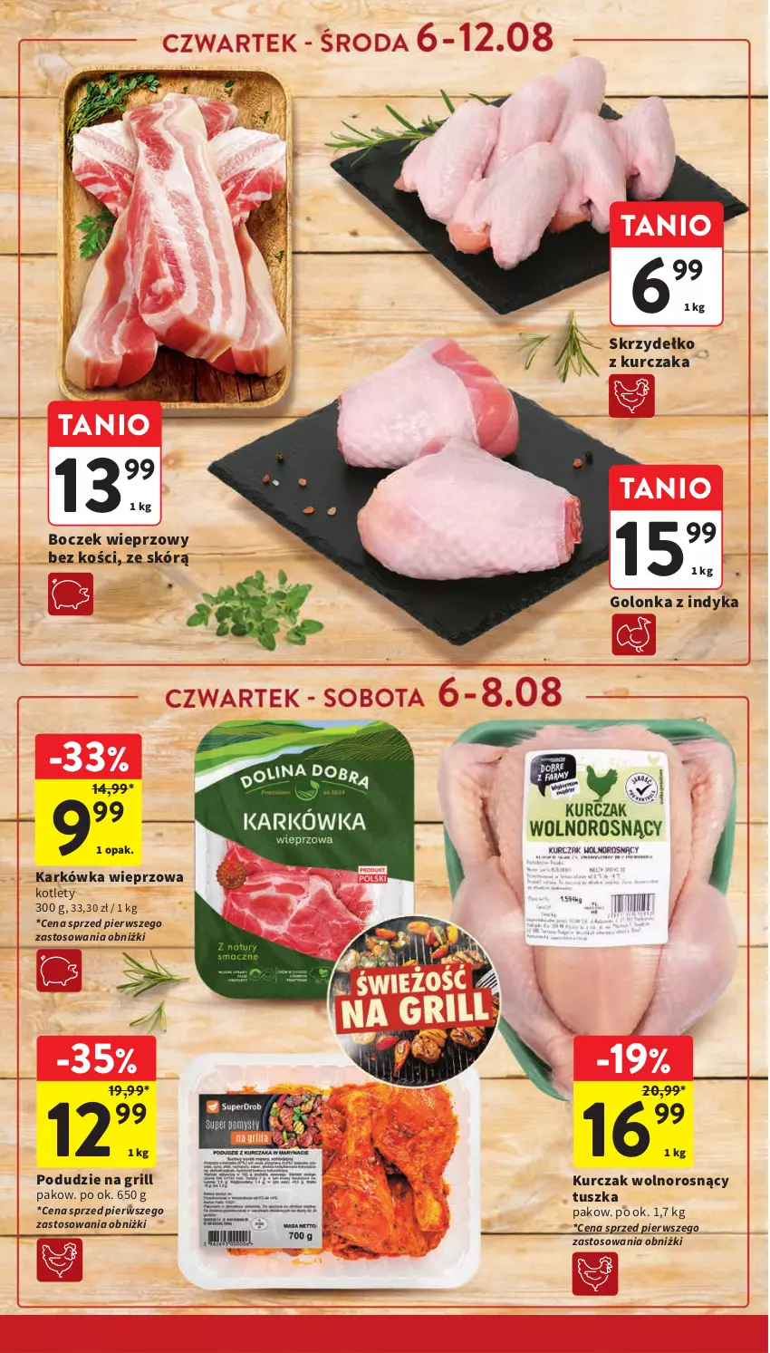 Gazetka promocyjna Intermarche - Gazetka promocyjna - ważna 06.08 do 12.08.2026 - strona 10 - produkty: Boczek, Boczek wieprzowy, Golonka z indyka, Grill, Karkówka wieprzowa, Kotlet, Kurczak, Tusz