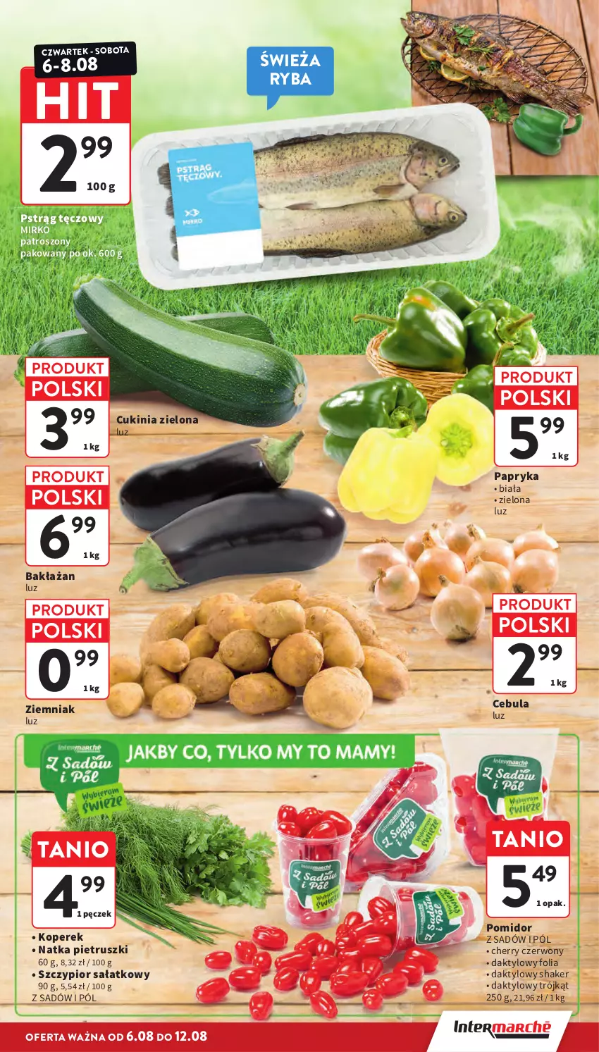 Gazetka promocyjna Intermarche - Gazetka promocyjna - ważna 06.08 do 12.08.2026 - strona 13 - produkty: Cebula, Natka pietruszki, Papryka, Pstrąg, Pstrąg tęczowy, Ryba, Sałat
