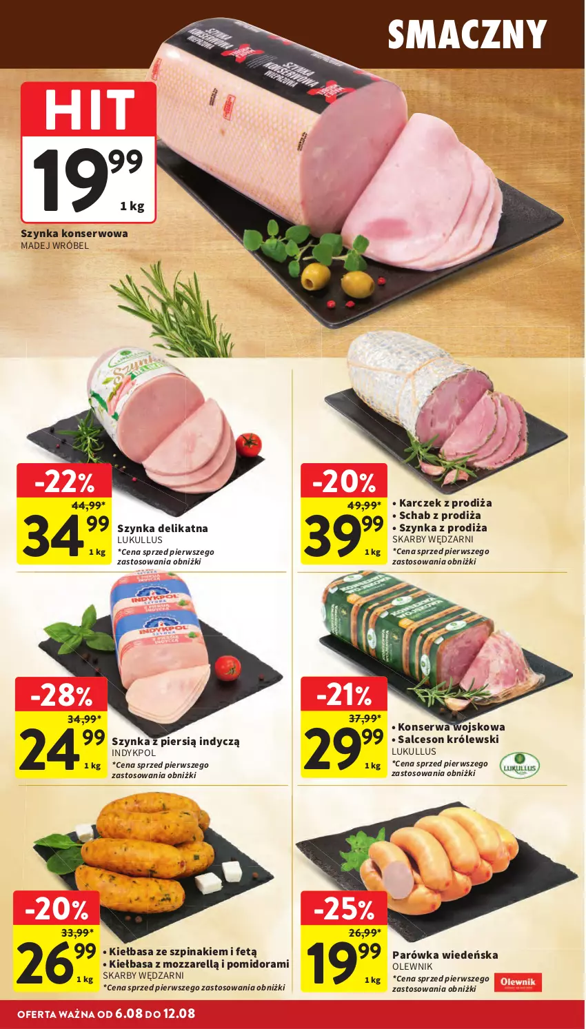 Gazetka promocyjna Intermarche - Gazetka promocyjna - ważna 06.08 do 12.08.2026 - strona 14 - produkty: Kiełbasa, Królewski, Madej Wróbel, Olewnik, Salceson, Ser, Szpinak, Szynka, Szynka konserwowa