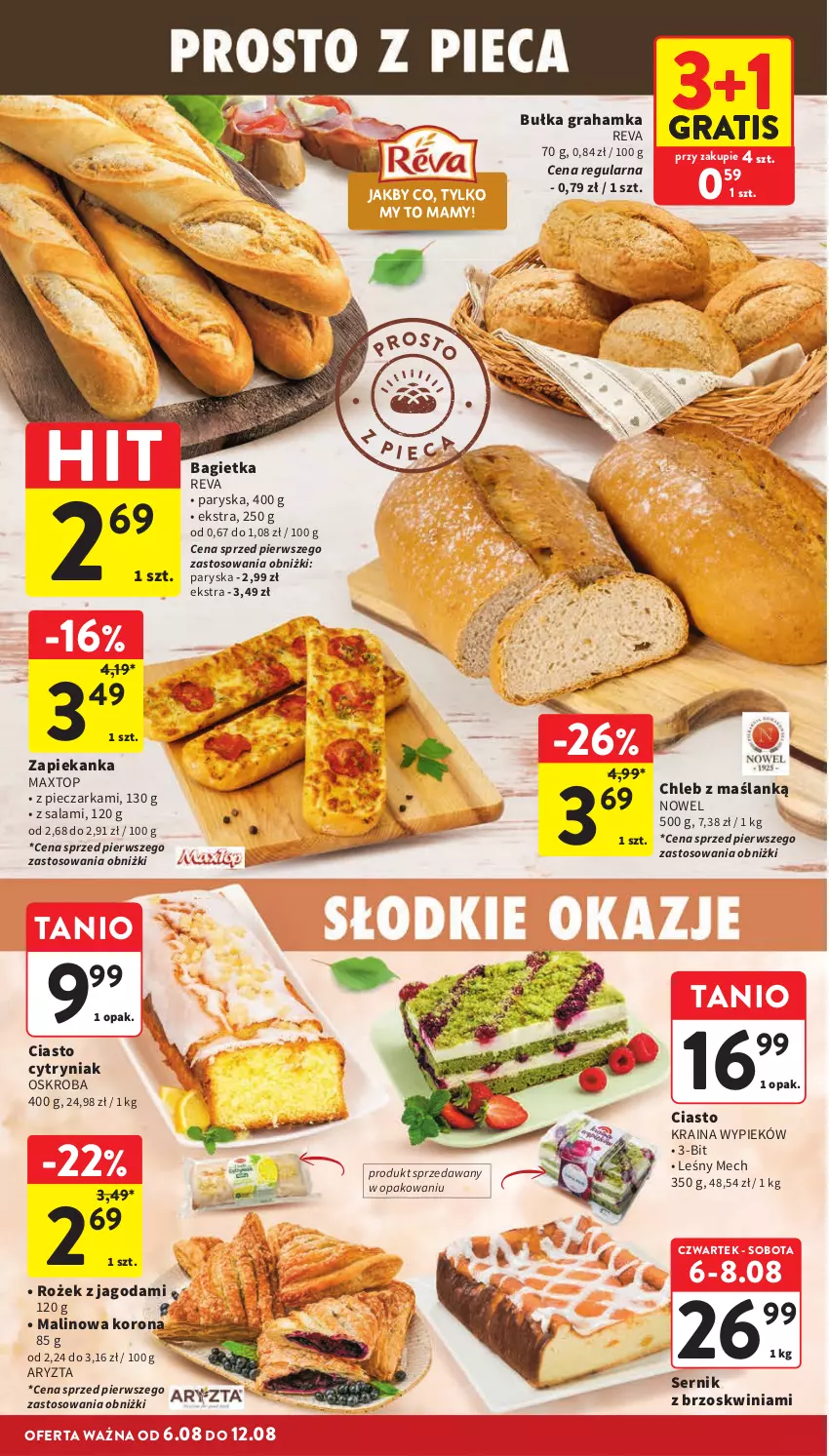 Gazetka promocyjna Intermarche - Gazetka promocyjna - ważna 06.08 do 12.08.2026 - strona 24 - produkty: Bagietka, Bułka, Bułka grahamka, Chleb, Gra, Piec, Pieczarka, Salami, Ser, Top, Zapiekanka