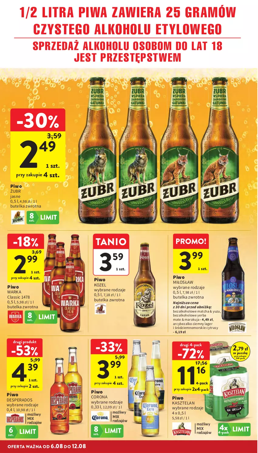 Gazetka promocyjna Intermarche - Gazetka promocyjna - ważna 06.08 do 12.08.2026 - strona 30 - produkty: Desperados, Gra, Kasztelan, Kozel, Piwa, Piwo, Warka