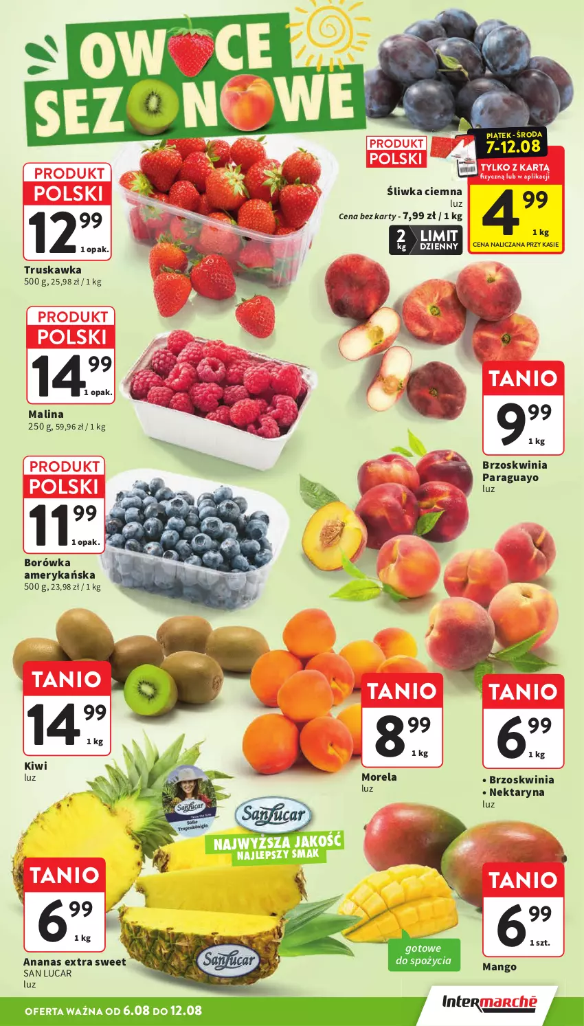 Gazetka promocyjna Intermarche - Gazetka promocyjna - ważna 06.08 do 12.08.2026 - strona 9 - produkty: Ananas, Borówka, Borówka amerykańska, Kiwi, Mango, Morela, Nektar