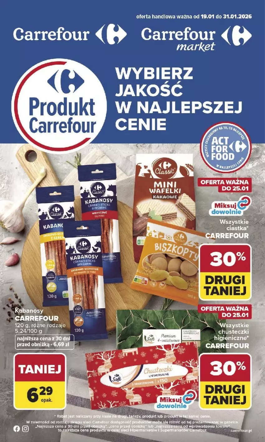 Gazetka promocyjna Carrefour - Gazetka Produkt Carrefour od poniedziałku! - ważna 19.01 do 31.01.2026 - strona 1 - produkty: Ciastka, Kabanos