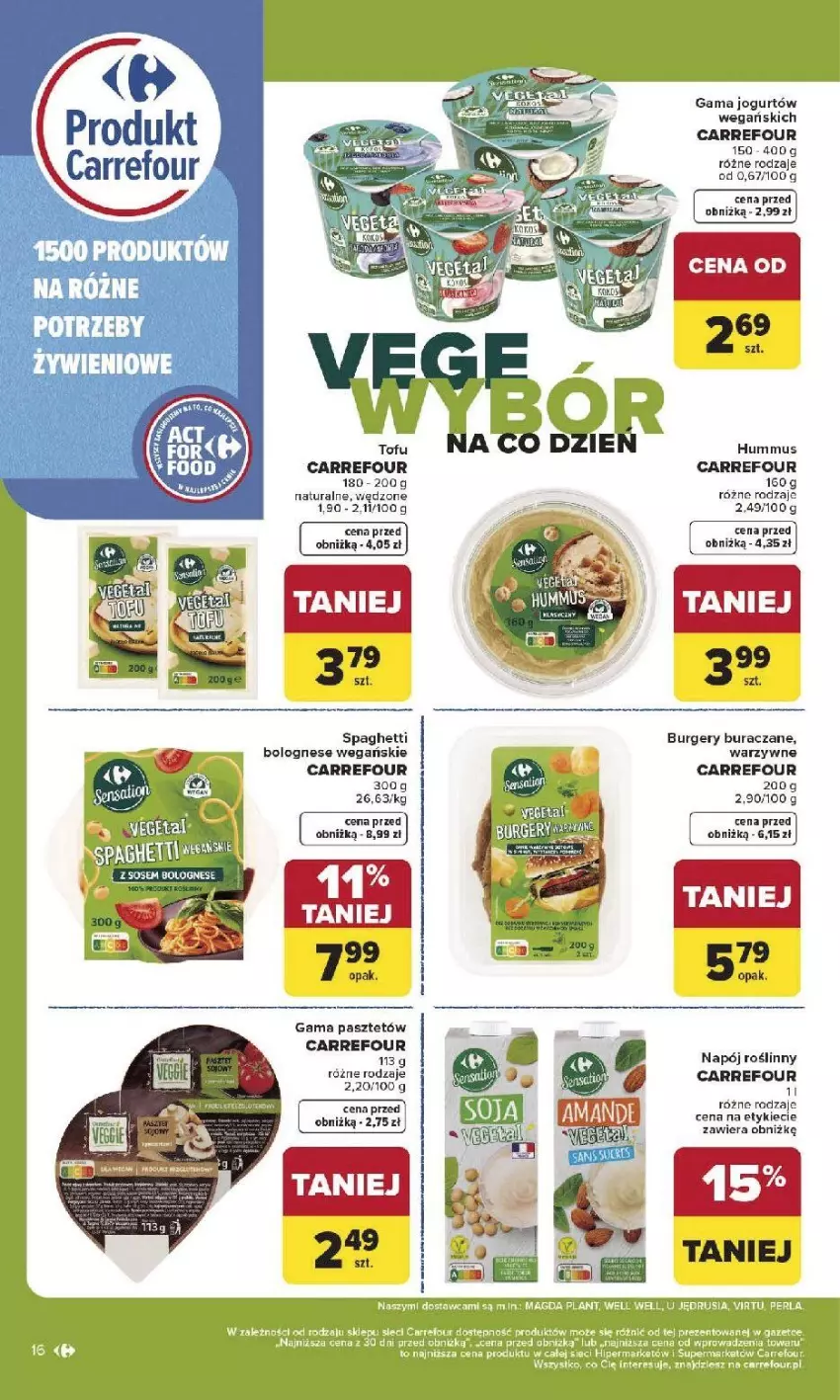 Gazetka promocyjna Carrefour - Gazetka Produkt Carrefour od poniedziałku! - ważna 19.01 do 31.01.2026 - strona 16 - produkty: EPEE, Jogurt, Mus, Napój, Napój roślinny, Pasztet, Sos, Spaghetti, Tofu