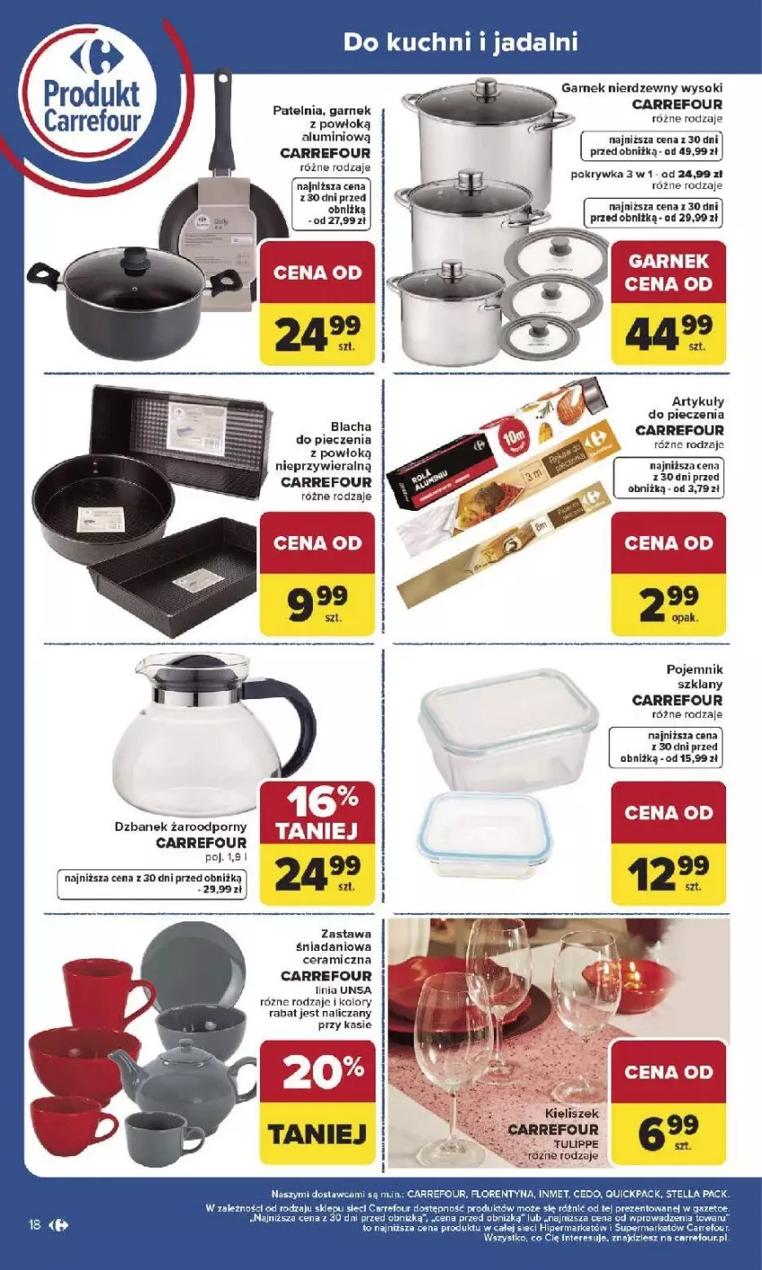 Gazetka promocyjna Carrefour - Gazetka Produkt Carrefour od poniedziałku! - ważna 19.01 do 31.01.2026 - strona 18 - produkty: Danio, Dzbanek, Fa, Garnek, Kieliszek, Patelnia, Piec, Pojemnik, Pojemnik szklany, Por, Sok