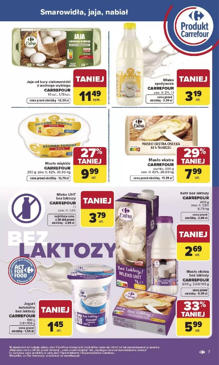 Gazetka promocyjna Carrefour - Gazetka Produkt Carrefour od poniedziałku! - ważna 19.01 do 31.01.2026 - strona 7 - produkty: Jaja, Jogurt, Jogurt naturalny, Kefir, Masło, Mleko