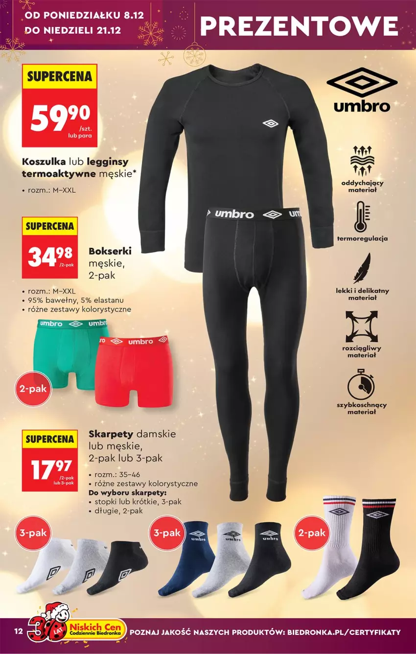 Gazetka promocyjna Biedronka - Okazje Tygodnia - ważna 06.12 do 20.12.2025 - strona 12 - produkty: Bokserki, Gin, Karp, Kosz, Koszulka, Legginsy, Ser, Top