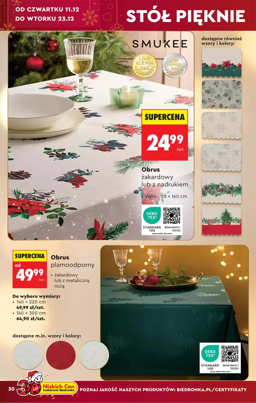 Gazetka promocyjna Biedronka - Okazje Tygodnia - ważna 06.12 do 20.12.2025 - strona 30 - produkty: Obrus, Por