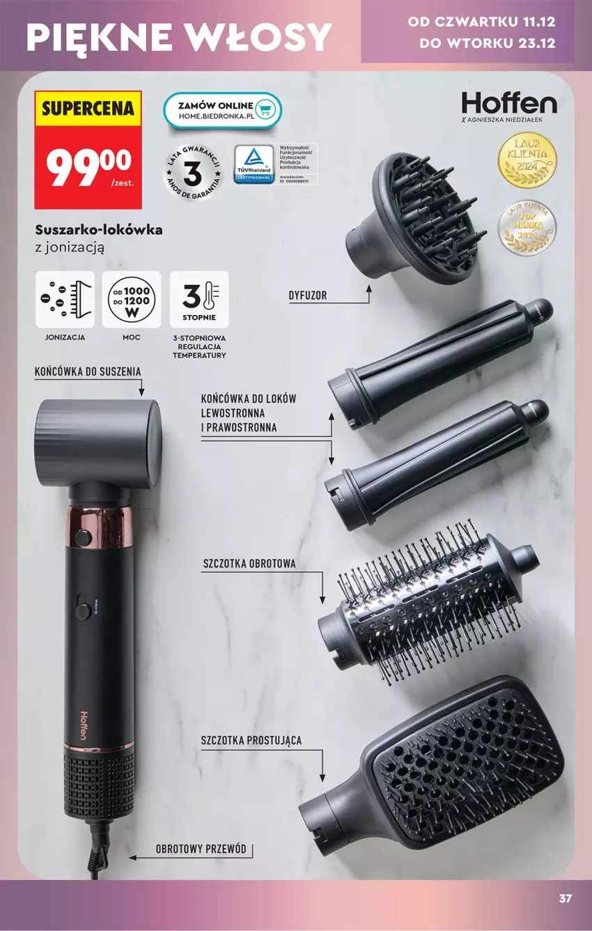 Gazetka promocyjna Biedronka - Okazje Tygodnia - ważna 06.12 do 20.12.2025 - strona 37 - produkty: Lokówka, Przewód, Szczotka, Top