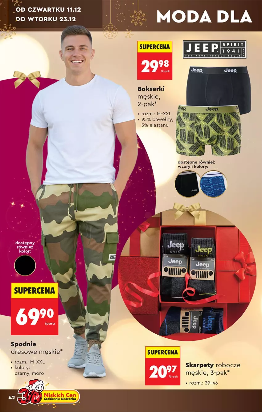 Gazetka promocyjna Biedronka - Okazje Tygodnia - ważna 06.12 do 20.12.2025 - strona 42 - produkty: Bokserki, Dres, Karp, Ser, Spodnie, Spodnie dresowe